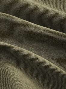 SHEIN MOD 女款牛仔裙，採用側邊鑲嵌方眼穿線織帶設計 - 軍綠色 - 查看 4