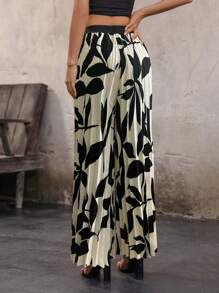 Breezaya Women's Pleated Allover Print Wide Leg Pants (Random Pattern) - Multicolor - View 2