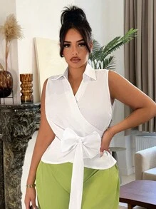 SHEIN SXY Elegant Sleeveless Shirt For Women, Sexy And Perfect For Summer - White - View 6