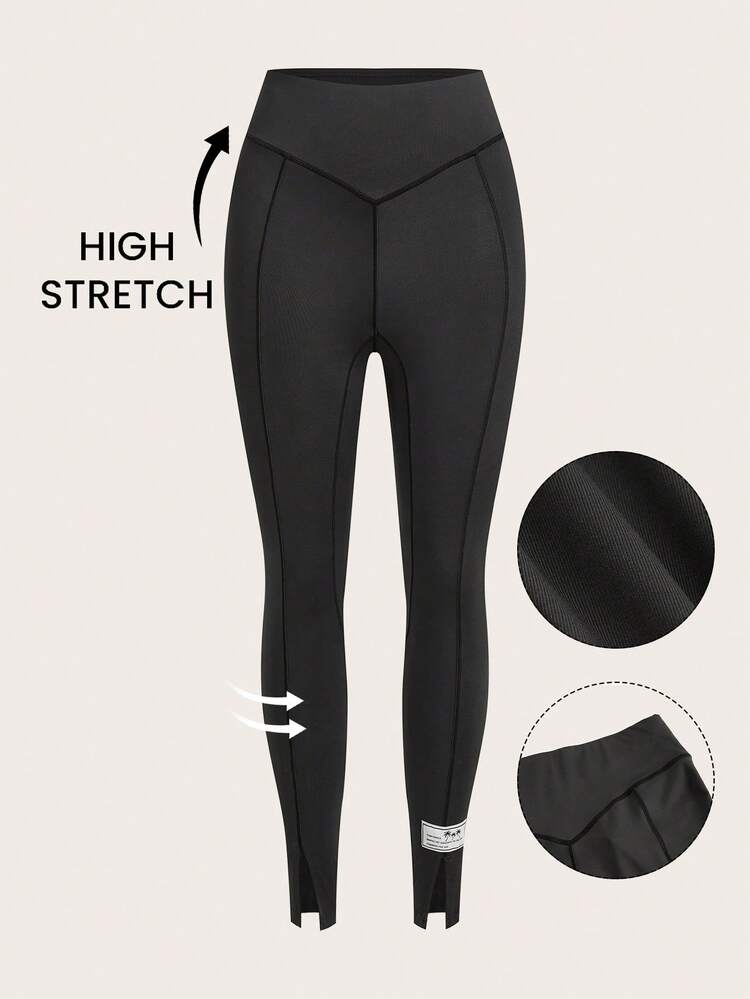 Women's Knitted Casual Long Leggings With Split Hem