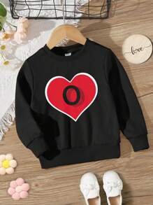 SHEIN Girls' Halloween Pumpkin Printed Round Neck Sweatshirt For Toddler Girls - Black - View 4