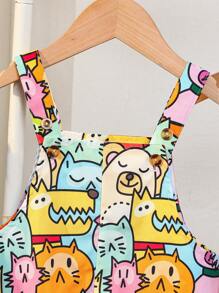 SHEIN Conjunto de 2 piezas de pelele con estampado de animales de dibujos animados y mochila para bebé niño - Amarillo - Ver 3