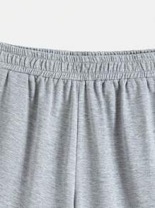 Manfinity LEGND 夏季男士卡通熊圖案圓領短袖休閒T恤和短褲套裝 - 灰色 - 查看 4