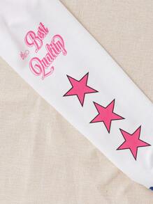 Teen Girls Letter Graphic Print Trim Varsity Jacket - Pink - View 5