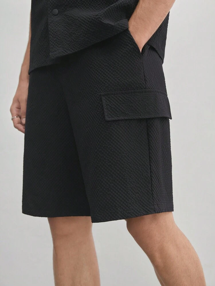 Men's Loose Woven Shorts With Drawstring, Mid-Rise Straight Shorts Suitable For Daily Wear In Summer