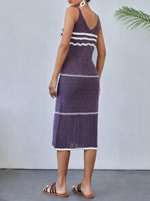 RueChic Striped Cover-Up Dress, For Summer Beach Vacation - Purple - View 2
