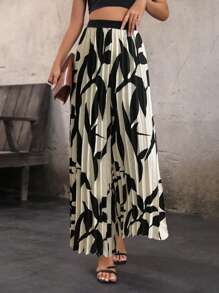 Breezaya Women's Pleated Allover Print Wide Leg Pants (Random Pattern) - Multicolor - View 3