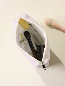 ROMWE Kawaii 可愛粉色兔子和字母印花雙面格紋化妝包 - 彩色 - 查看 2