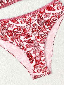 Teen Girls Paisley Print Halter Triangle Bikini Set Summer Beach - Multicolor - View 6