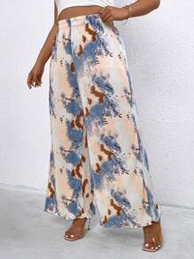 Celure Plus Size Loose Printed Casual Vacation Pants - Multicolor - View 4