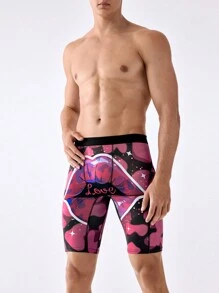 Men's Digital Printed Thin Square Underwear - Hot Pink - View 5