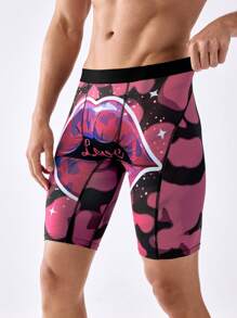 Men's Digital Printed Thin Square Underwear - Hot Pink - View 4