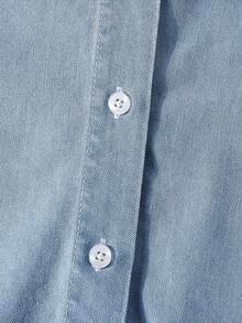 Tween Girls' Everyday Casual Denim Shirt Top - Light Wash - View 5