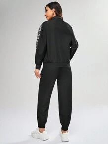 Women's Sportswear Sweating Suit Set Gym Set - Black - View 2