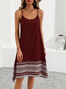 SHEIN LUNE Buổi hòa nhạc mùa hè Váy quây màu đen cho nữ - Màu đỏ tím - Xem 4