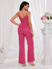 Elegante y con clase mono rosa para fiestas para mujeres sofisticadas - Rosa Fucsia - Ver 2
