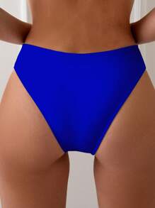 SHEIN Swim Ladies' Solid Color Simple Daily Full Coverage Bikini Bottom Summer - Royal Blue - View 4