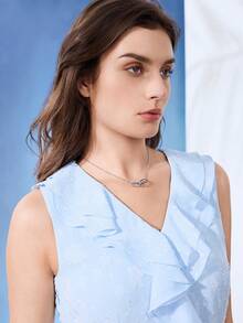 MOTF PREMIUM Collar de colgante geométrico plateado con circonita cúbica - Plateado - Ver 4