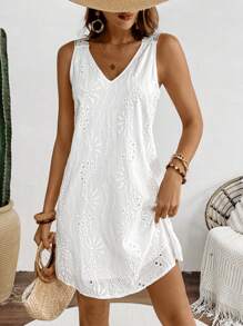 Breezaya Ladies' Solid Color Simple Daily Sleeveless Dress Vacation Beach Outfits Women