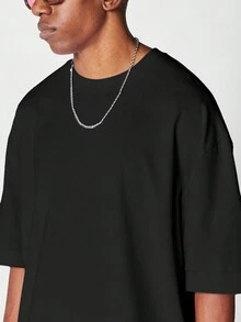 SUMWON Áo thun oversize vừa vặn có in hình họa tiết ở lưng - màu đen - Xem 5