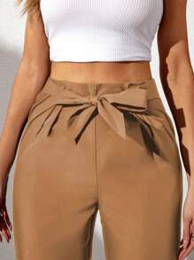 大码女式纯色踝带休闲裤