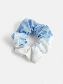 SHEIN Girlism 女孩連帽鉤織縮褶Tie-Dye背心長裙，附髮帶1pc - 藍白色 - 查看 4