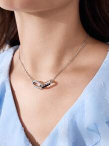 MOTF PREMIUM Collar de colgante geométrico plateado con circonita cúbica - Plateado - Ver 1