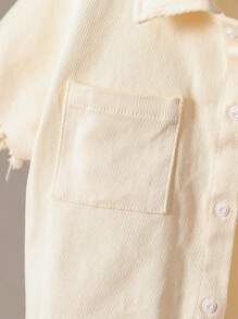 Set Da 3 Pezzi Maglietta A Maniche Corte, Maglietta E Pantaloni A Vita Elastica Con Tasca Per Bambino, Stile Elegante - Multicolore - Visualizzare 4