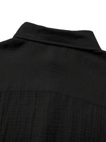 Men's Linen / Bohemian Style Long Sleeve Shirt, For Fall - Black - View 6