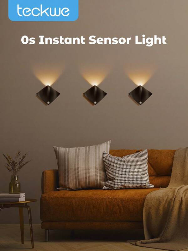 Teckwe Lámpara de pared, luces LED, luz de neón, lámpara con sensor en forma de pez para interiores, lámpara de pared para dormitorio, escalera, sala de estar, lámpara de pared LED modernista montada en la pared para el hogar 1200 M Ah