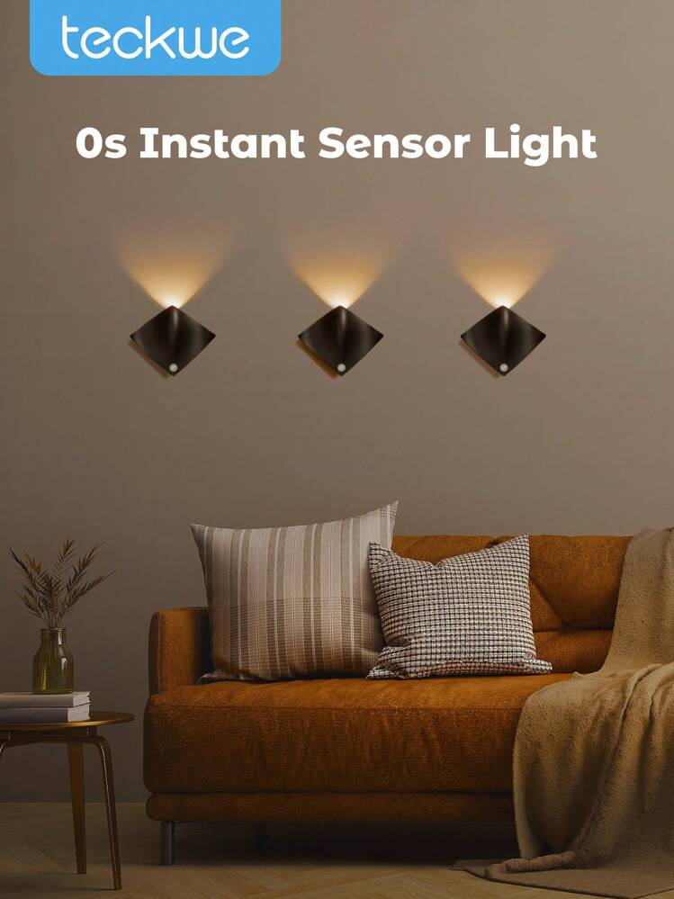 Teckwe 壁灯，LED灯，霓虹灯，鱼形感应灯，室内壁灯，卧室楼梯客厅壁灯，现代主义LED壁灯，1200毫安时 - 黑色 - 查看 1