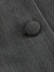 SHEIN MOD 開學季復古方領灰色連身裙，早午餐禮服、外出裝、性別揭露乾杯禮服，鈕扣連身裙 - 灰色 - 查看 3