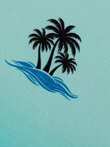 Manfinity RSRT Men's Summer Holiday Palm Tree Printed Casual Tank Top - Blue - View 5