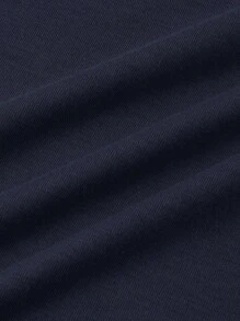 Manfinity Homme 男士夏季純色鈕扣半扣修身短袖T恤 - 藍色 - 查看 4