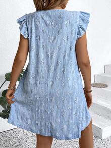 Calvaya Cộng với đầm thêu ren có lỗ gắn - Màu xanh lam - Xem 2