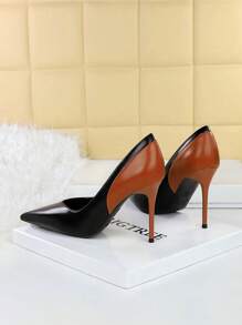 Vintage Style High Heels, Thin Heels, Party Shoes, Pointed Toe, Color Block, Spring/Autumn New Arrival, Super High Heel Shoes For Women