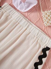 SHEIN 女士新款簡約時尚背心上衣配鬆身褲家居套裝 2件裝 - 杏色 - 查看 3