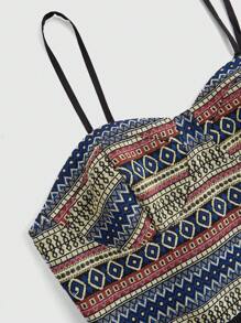 ROMWE Hippie Women's Bohemian Style Geometric Printed Fringed Camisole