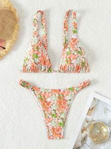 Swim Mod Vrouwen Bloemenprint Bikini Set Voor Vakantie