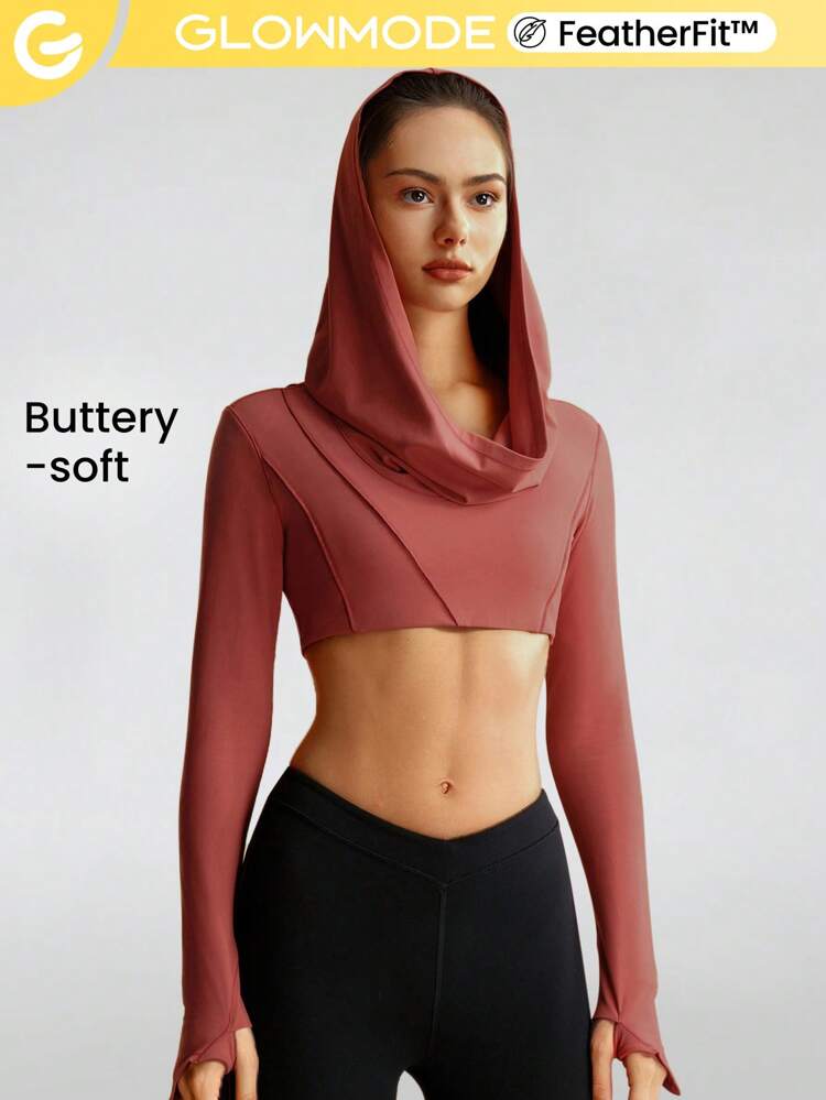 FeatherFit™ Off-Duty Asymmetrical Hoodie Top With Thumbhole