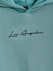 Manfinity VCAY Men Letter Graphic Thermal Lined Hoodie - Green - View 4