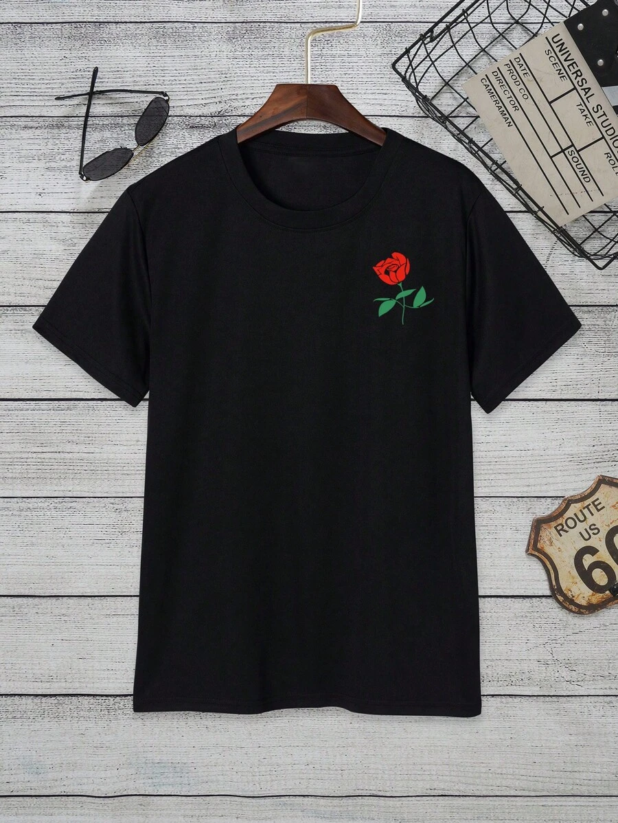 Manfinity Dauomo Men Floral Print Tee - Black - View 1