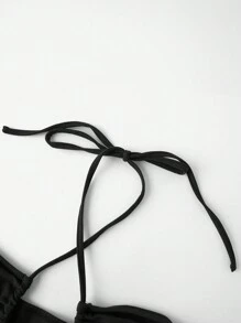 Zolique Conjunto sexy de 2 piezas para verano con top halter cruzado de unicolor y falda de tajo alto