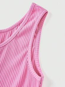 SHEIN Clasi 夏季時尚誇張3D花卉裝飾背心 - 粉色 - 查看 5