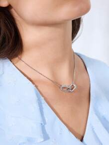 MOTF PREMIUM Collar de colgante geométrico plateado con circonita cúbica - Plateado - Ver 2