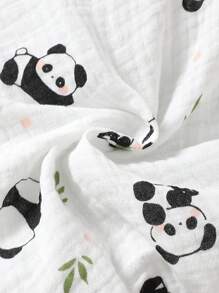 Newborn Baby Boy Cartoon Panda Print Romper - White - View 4