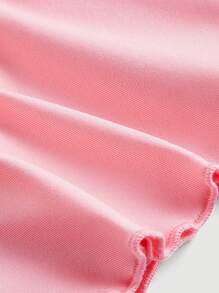 SHEIN MOD Drawstring Waist Pleated Cake Skirt - Coral Pink - View 4