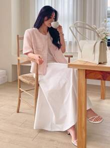 DAZY Women Button Front Flap Detail Jacket - Pink - View 7