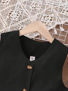 SHEIN Conjunto de dos piezas de niña preadolescente con top sin mangas con volantes y falda elegante