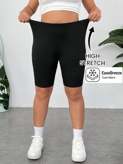 SHEIN EZwear Svarta Quick-Dry & Cooling Plus Size Compression Shorts